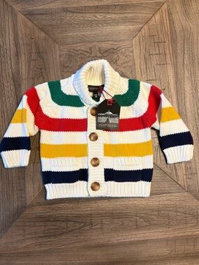 Hudson’s Bay Baby Multi-Color Striped Knit Cardigan Sweater 3-6 mo.   NWT